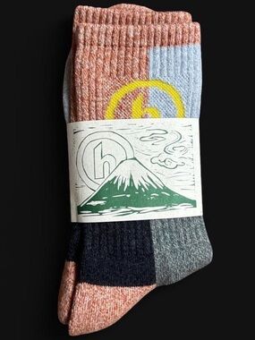 HIDDEN NY PATCHWORK MADE IN JAPAN SOCKS CLAY/GREY ONE SIZE NWT